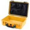 Pelican 1500 Case, Yellow with OD Green Handle & Latches Mesh Lid Organizer Only ColorCase 015000-0100-240-130
