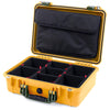 Pelican 1500 Case, Yellow with OD Green Handle & Latches TrekPak Divider System with Computer Pouch ColorCase 015000-0220-240-130