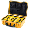 Pelican 1500 Case, Yellow with OD Green Handle & Latches Yellow Padded Microfiber Dividers with Mesh Lid Organizer ColorCase 015000-0110-240-130