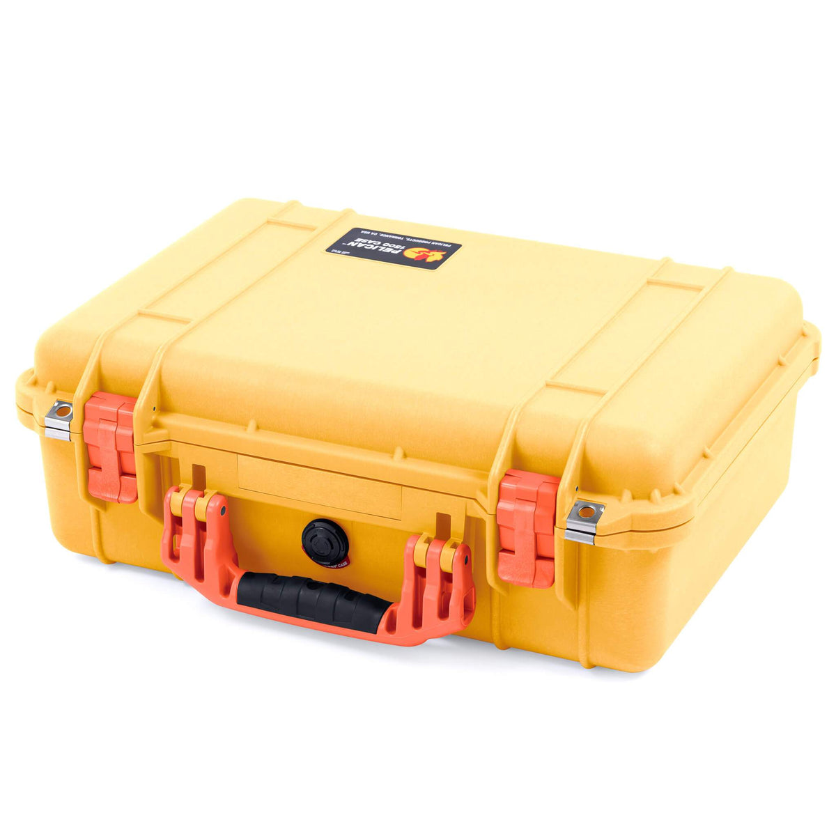 Pelican 1500 Case, Yellow with Orange Handle &amp; Latches ColorCase 