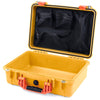 Pelican 1500 Case, Yellow with Orange Handle & Latches Mesh Lid Organizer Only ColorCase 015000-0100-240-150