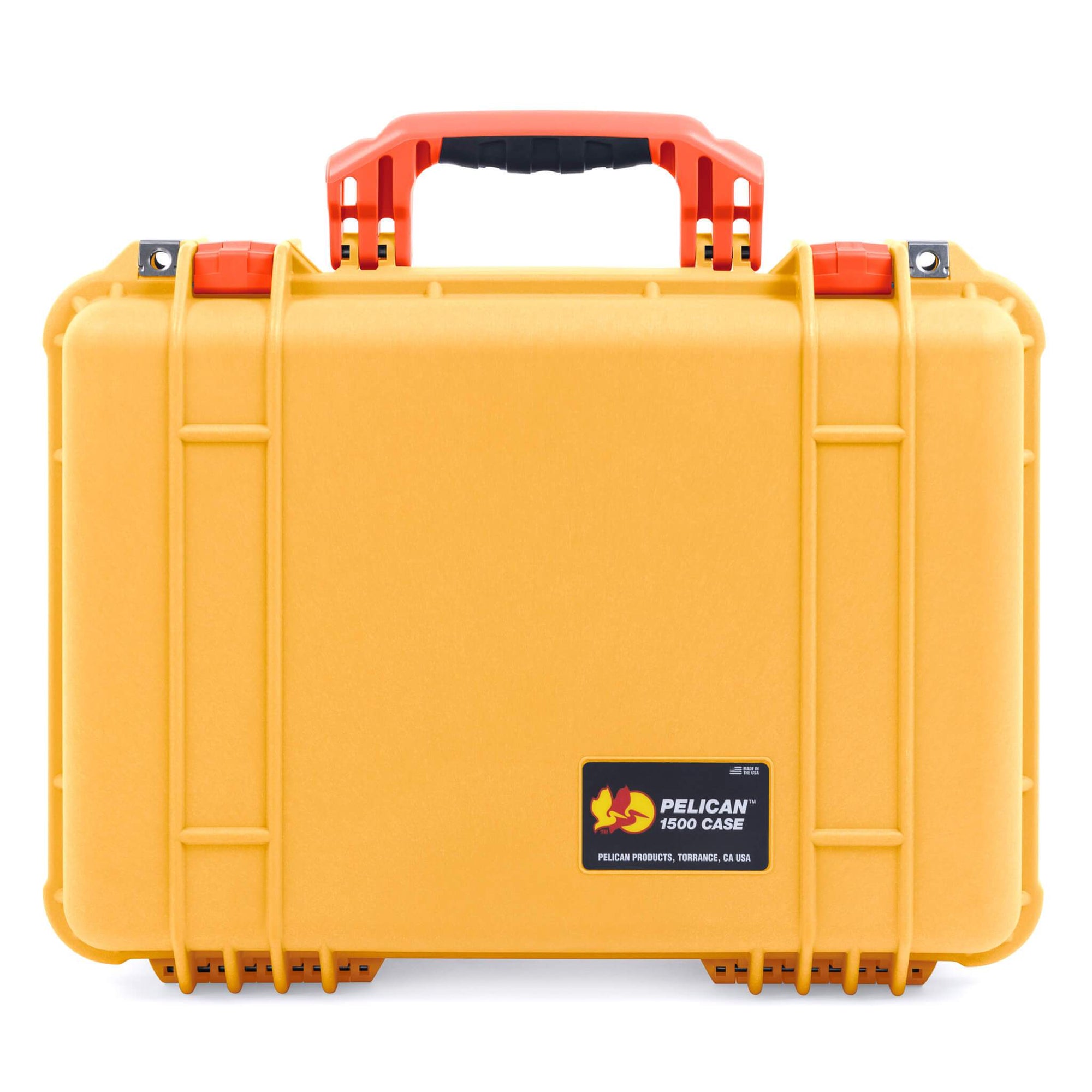 Pelican 1500 Case, Yellow with Orange Handle & Latches ColorCase 