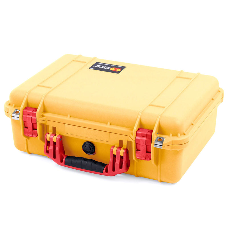 Pelican 1500 Case, Yellow with Red Handle & Latches ColorCase 