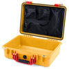 Pelican 1500 Case, Yellow with Red Handle & Latches Mesh Lid Organizer Only ColorCase 015000-0100-240-320