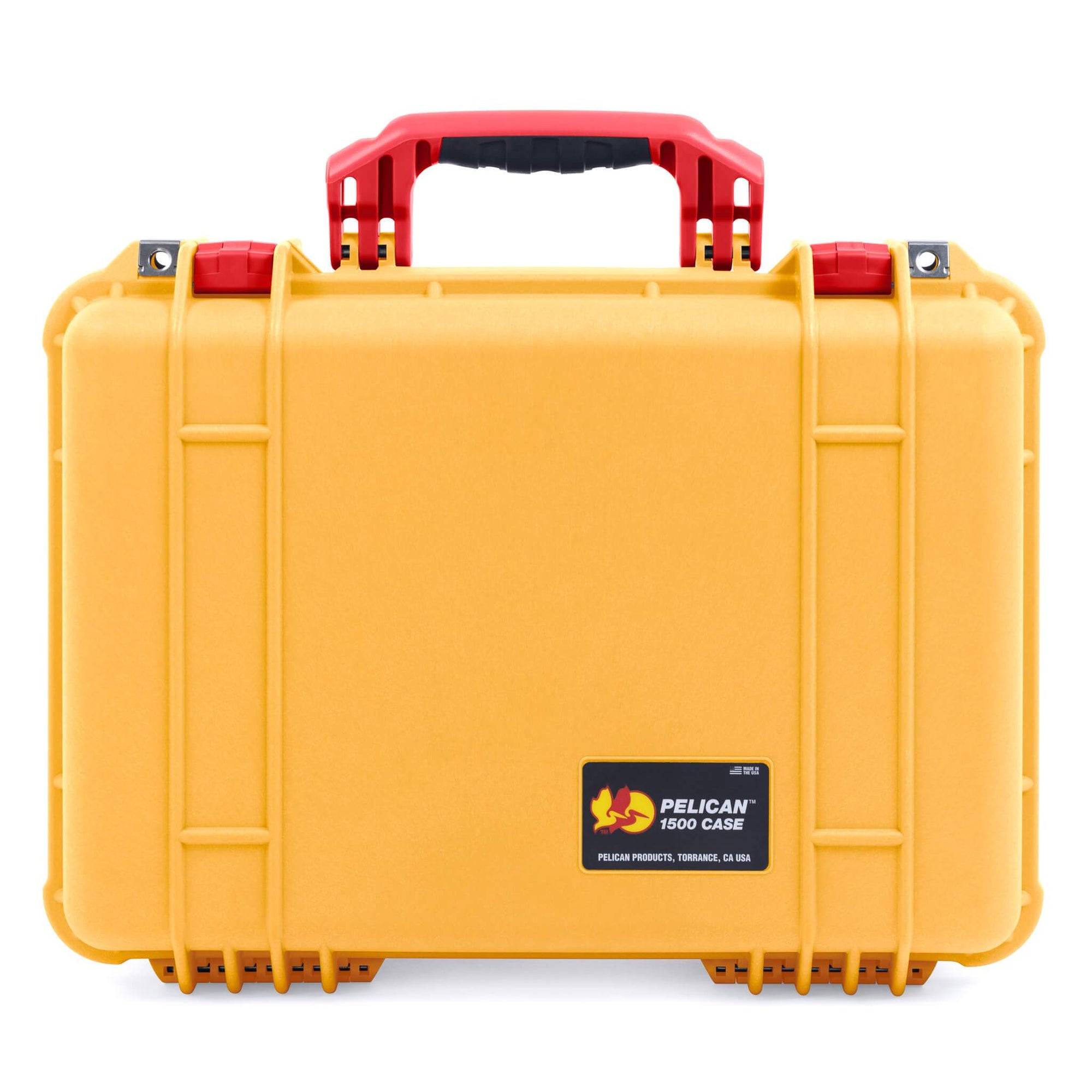 Pelican 1500 Case, Yellow with Red Handle & Latches ColorCase 