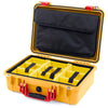 Pelican 1500 Case, Yellow with Red Handle & Latches Yellow Padded Microfiber Dividers with Computer Pouch ColorCase 015000-0210-240-320