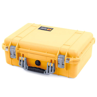Pelican 1500 Case, Yellow with Silver Handle & Latches ColorCase