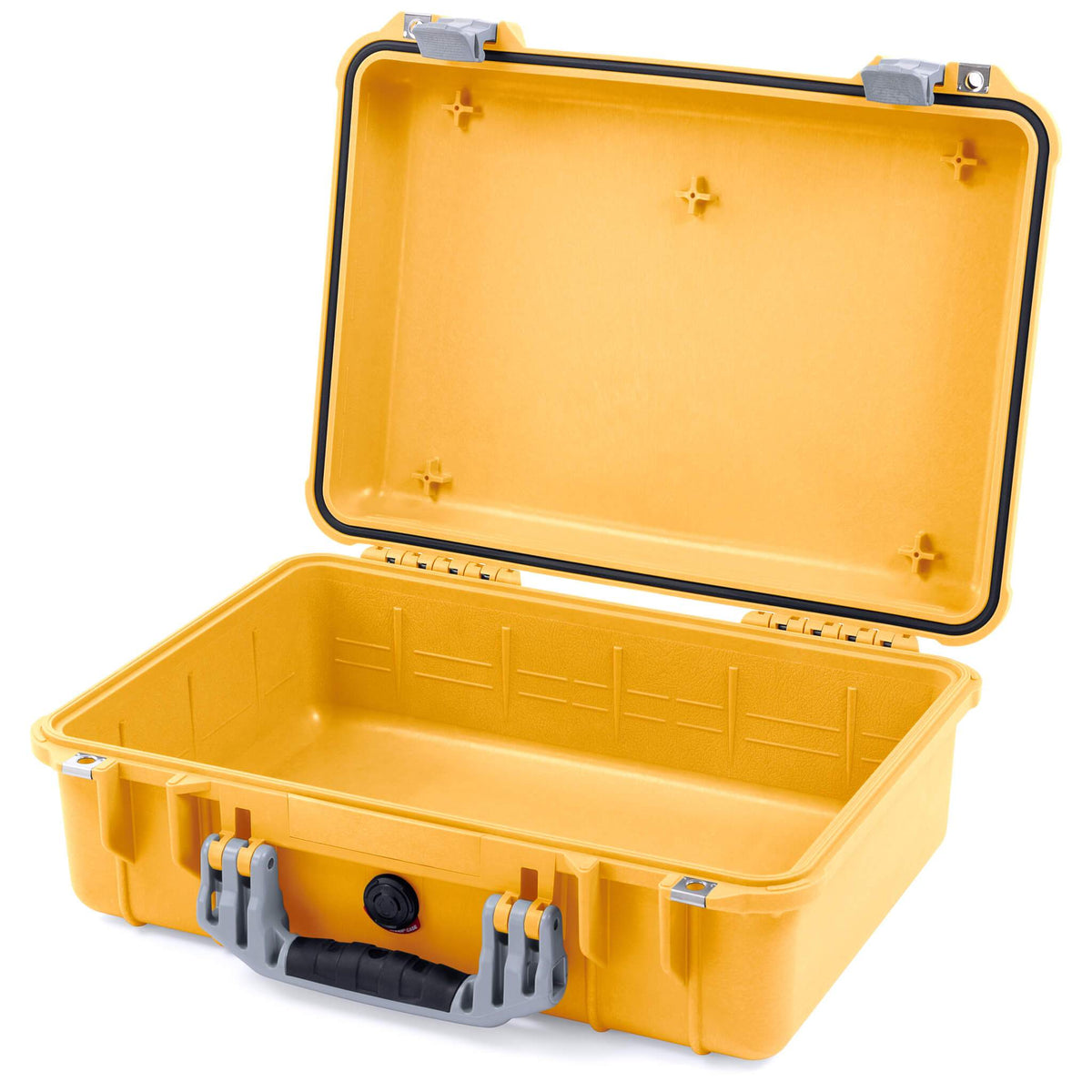 Pelican 1500 Case, Yellow with Silver Handle &amp; Latches None (Case Only) ColorCase 015000-0000-240-180