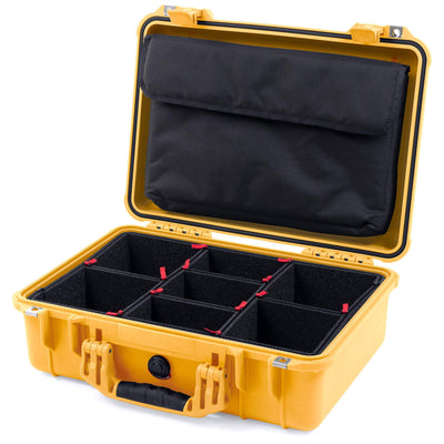 Pelican 1500 Case, Yellow TrekPak Divider System with Computer Pouch ColorCase 015000-0220-240-240