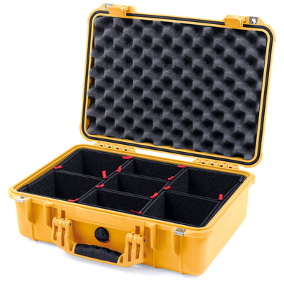 Pelican 1500 Case, Yellow TrekPak Divider System with Convolute Lid Foam ColorCase 015000-0020-240-240