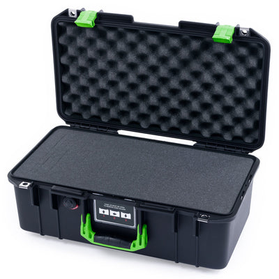 Pelican 1506 Air Case, Black with Lime Green Handles & Latches Pick & Pluck Foam with Convolute Lid Foam ColorCase 015060-0001-110-300