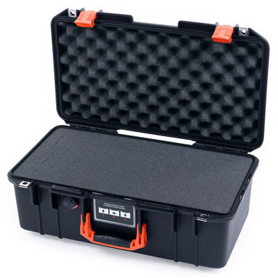 Pelican 1506 Air Case, Black with Orange Handles & Latches Pick & Pluck Foam with Convolute Lid Foam ColorCase 015060-0001-110-150