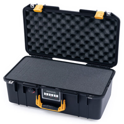Pelican 1506 Air Case, Black with Yellow Handles & Latches Pick & Pluck Foam with Convolute Lid Foam ColorCase 015060-0001-110-240