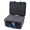 Pelican 1507 Air Case, Black with Blue Handle & Latches Pick & Pluck Foam with Convolute Lid Foam ColorCase 015070-0001-110-120
