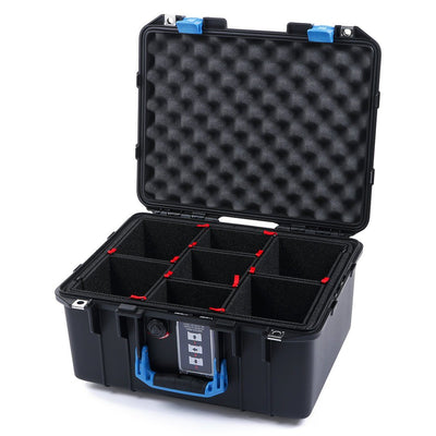 Pelican 1507 Air Case, Black with Blue Handle & Latches TrekPak Divider System with Convolute Lid Foam ColorCase 015070-0020-110-120