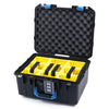 Pelican 1507 Air Case, Black with Blue Handle & Latches Yellow Padded Microfiber Dividers with Convolute Lid Foam ColorCase 015070-0010-110-120