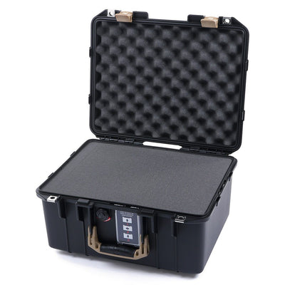 Pelican 1507 Air Case, Black with Desert Tan Handle & Latches Pick & Pluck Foam with Convolute Lid Foam ColorCase 015070-0001-110-310