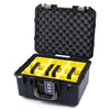 Pelican 1507 Air Case, Black with Desert Tan Handle & Latches Yellow Padded Microfiber Dividers with Convolute Lid Foam ColorCase 015070-0010-110-310