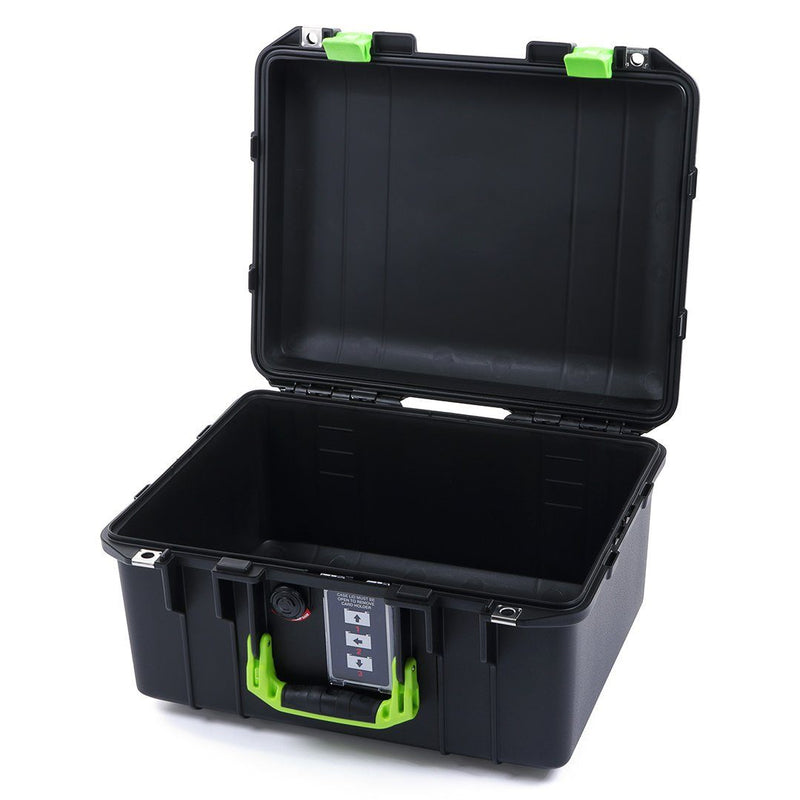 Pelican 1507 Air Case, Black with Lime Green Handle & Latches ColorCase 