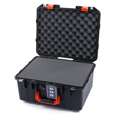 Pelican 1507 Air Case, Black with Orange Handle & Latches Pick & Pluck Foam with Convolute Lid Foam ColorCase 015070-0001-110-150