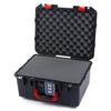 Pelican 1507 Air Case, Black with Red Handle & Latches Pick & Pluck Foam with Convolute Lid Foam ColorCase 015070-0001-110-320