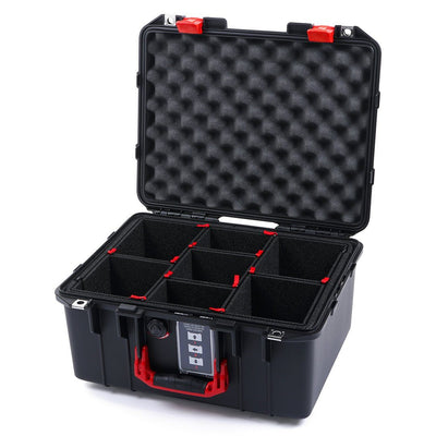 Pelican 1507 Air Case, Black with Red Handle & Latches TrekPak Divider System with Convolute Lid Foam ColorCase 015070-0020-110-320