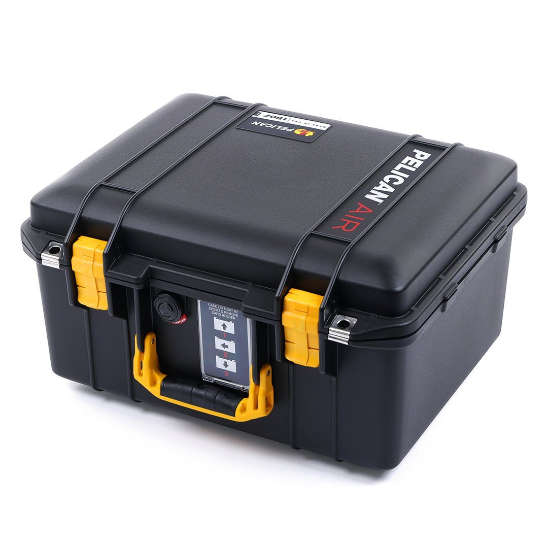 Pelican 1507 Air Case, Black with Yellow Handle & Latches ColorCase 