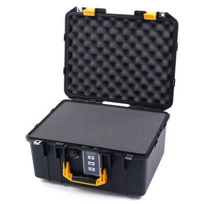 Pelican 1507 Air Case, Black with Yellow Handle & Latches ColorCase