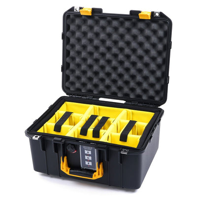 Pelican 1507 Air Case, Black with Yellow Handle & Latches ColorCase