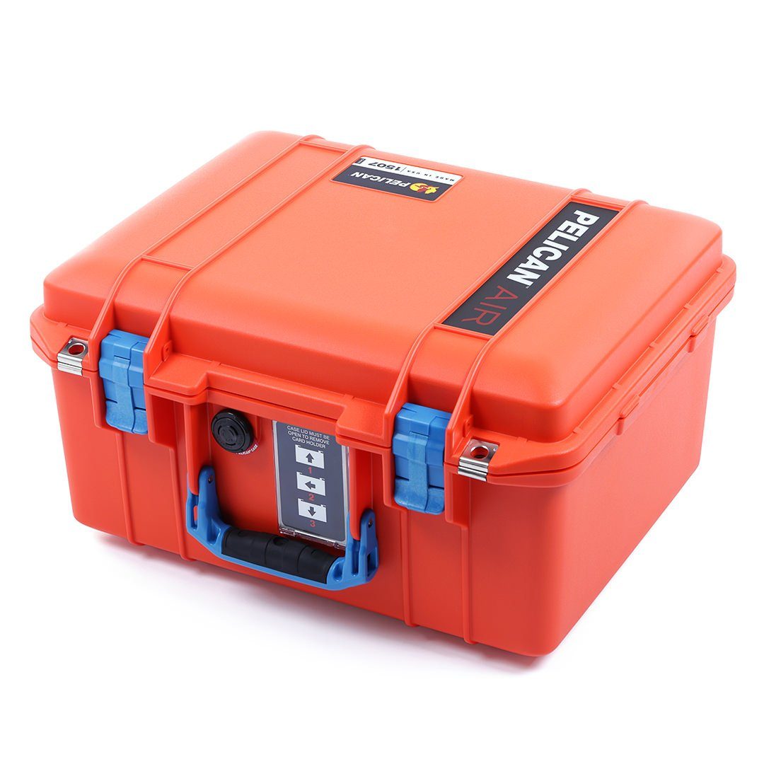 Pelican 1507 Air Case, Orange with Blue Handle & Latches ColorCase 