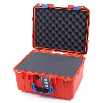 Pelican 1507 Air Case, Orange with Blue Handle & Latches Pick & Pluck Foam with Convolute Lid Foam ColorCase 015070-0001-150-120