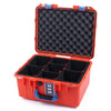 Pelican 1507 Air Case, Orange with Blue Handle & Latches TrekPak Divider System with Convolute Lid Foam ColorCase 015070-0020-150-120