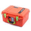 Pelican 1507 Air Case, Orange with Lime Green Handle & Latches ColorCase