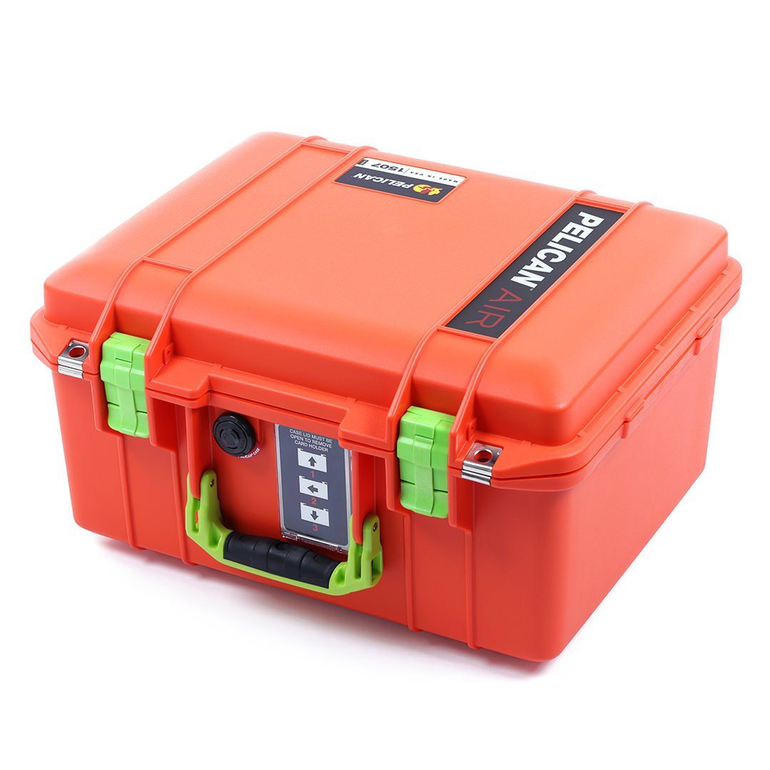 Pelican 1507 Air Case, Orange with Lime Green Handle & Latches ColorCase 