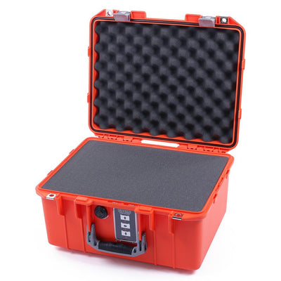 Pelican 1507 Air Case, Orange with Silver Handle & Latches Pick & Pluck Foam with Convolute Lid Foam ColorCase 015070-0001-150-180