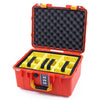 Pelican 1507 Air Case, Orange with Yellow Handle & Latches Yellow Padded Microfiber Dividers with Convolute Lid Foam ColorCase 015070-0010-150-240