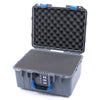 Pelican 1507 Air Case, Silver with Blue Handle & Latches Pick & Pluck Foam with Convolute Lid Foam ColorCase 015070-0001-180-120