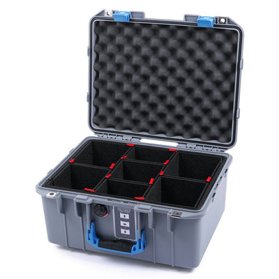 Pelican 1507 Air Case, Silver with Blue Handle & Latches TrekPak Divider System with Convolute Lid Foam ColorCase 015070-0020-180-120