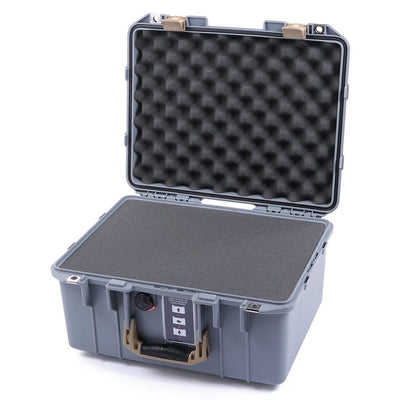 Pelican 1507 Air Case, Silver with Desert Tan Handle & Latches Pick & Pluck Foam with Convolute Lid Foam ColorCase 015070-0001-180-310