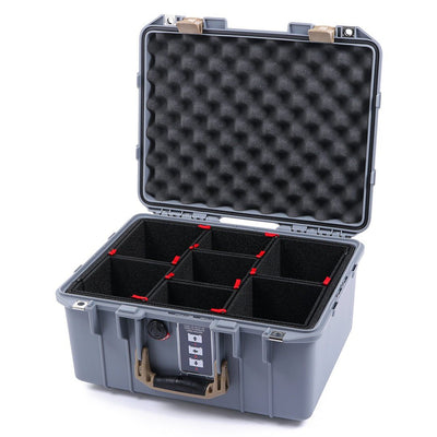 Pelican 1507 Air Case, Silver with Desert Tan Handle & Latches TrekPak Divider System with Convolute Lid Foam ColorCase 015070-0020-180-310