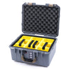 Pelican 1507 Air Case, Silver with Desert Tan Handle & Latches Yellow Padded Microfiber Dividers with Convolute Lid Foam ColorCase 015070-0010-180-310