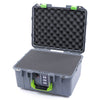 Pelican 1507 Air Case, Silver with Lime Green Handle & Latches Pick & Pluck Foam with Convolute Lid Foam ColorCase 015070-0001-180-300