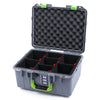 Pelican 1507 Air Case, Silver with Lime Green Handle & Latches TrekPak Divider System with Convolute Lid Foam ColorCase 015070-0020-180-300