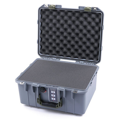 Pelican 1507 Air Case, Silver with OD Green Handle & Latches Pick & Pluck Foam with Convolute Lid Foam ColorCase 015070-0001-180-130