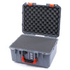 Pelican 1507 Air Case, Silver with Orange Handle & Latches Pick & Pluck Foam with Convolute Lid Foam ColorCase 015070-0001-180-150