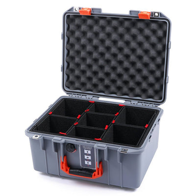 Pelican 1507 Air Case, Silver with Orange Handle & Latches TrekPak Divider System with Convolute Lid Foam ColorCase 015070-0020-180-150
