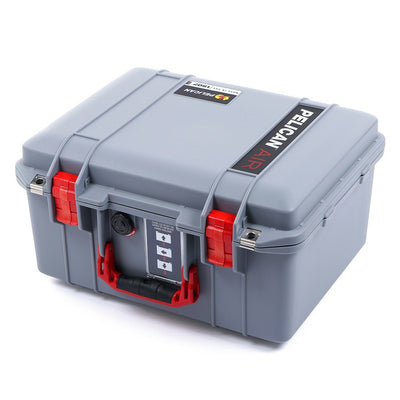 Pelican 1507 Air Case, Silver with Red Handle & Latches ColorCase