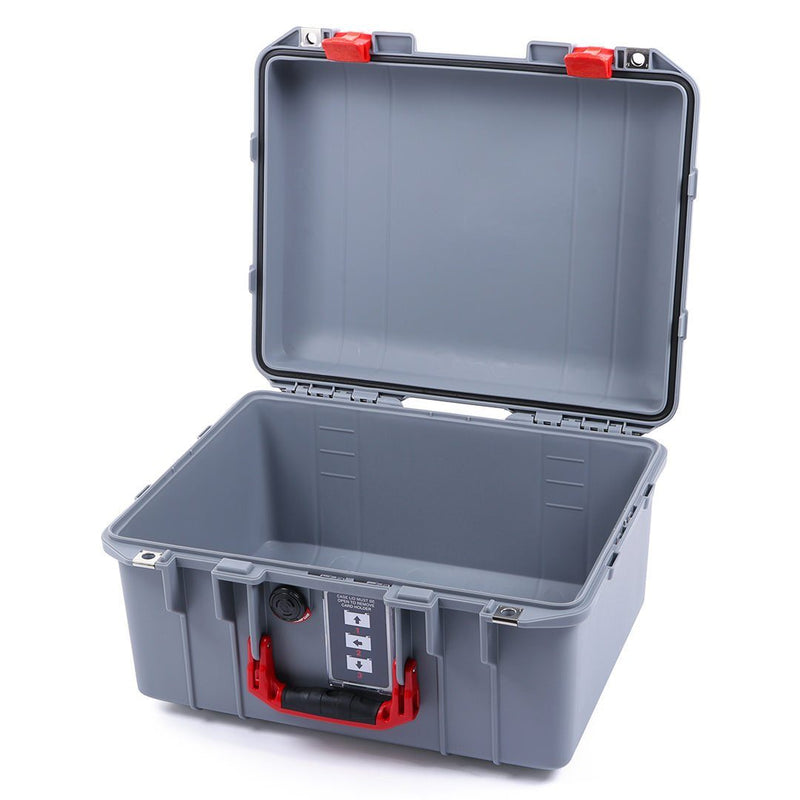 Pelican 1507 Air Case, Silver with Red Handle & Latches ColorCase 