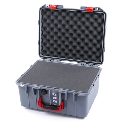 Pelican 1507 Air Case, Silver with Red Handle & Latches Pick & Pluck Foam with Convolute Lid Foam ColorCase 015070-0001-180-320