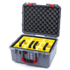 Pelican 1507 Air Case, Silver with Red Handle & Latches Yellow Padded Microfiber Dividers with Convolute Lid Foam ColorCase 015070-0010-180-320